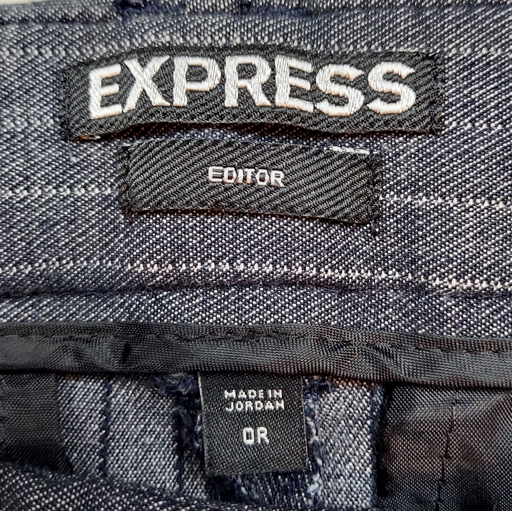 Express Editor Mid Rise Gray Pin Stripe Dress Pants Size 0R - Picture 12 of 13